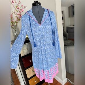 Talbots Blue and Pink Hooded Swim Coverup